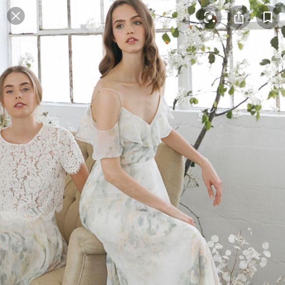Jenny Yoo SIZE 6 Vintage Floral Ivory Sage Dress